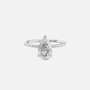  The Pave Kamellie Pear Moissanite Ring 14k White Gold 001