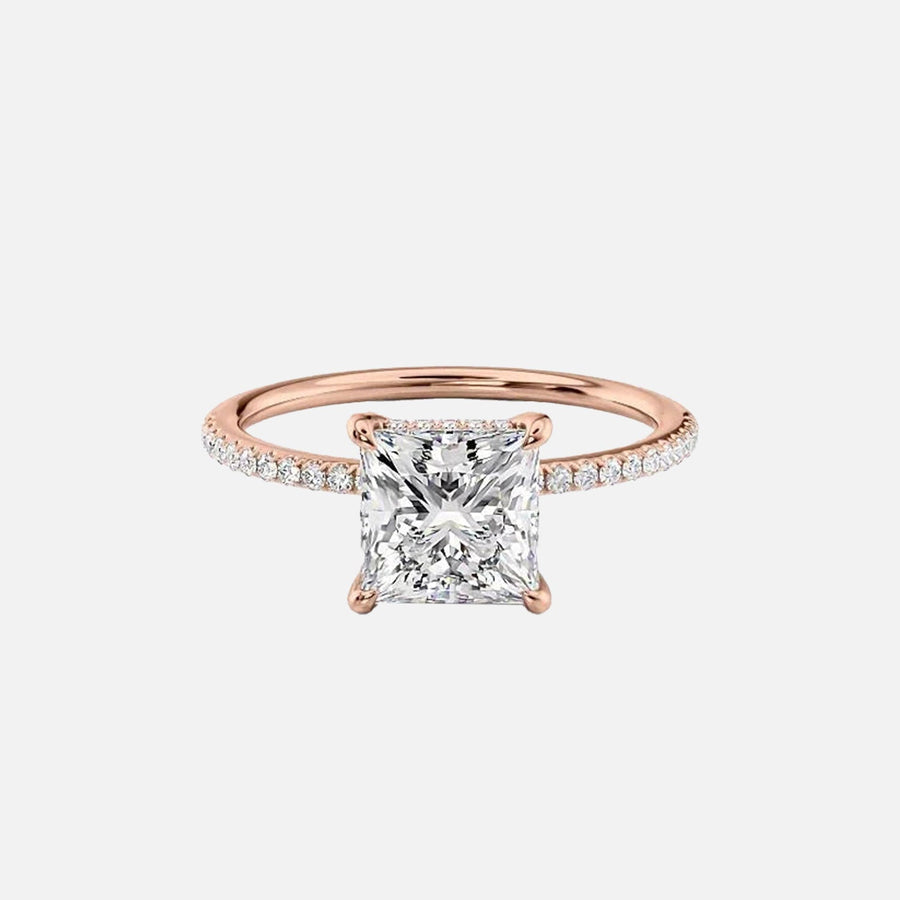  The Pave Kamellie Princess Lab Diamond Ring 14k Rose Gold 001