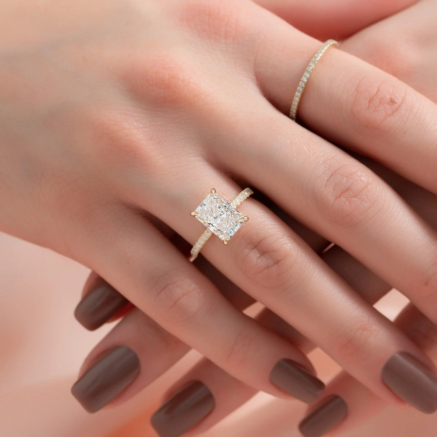  The Pave Kamellie Radiant Lab Diamond Ring 18k Yellow Gold 003