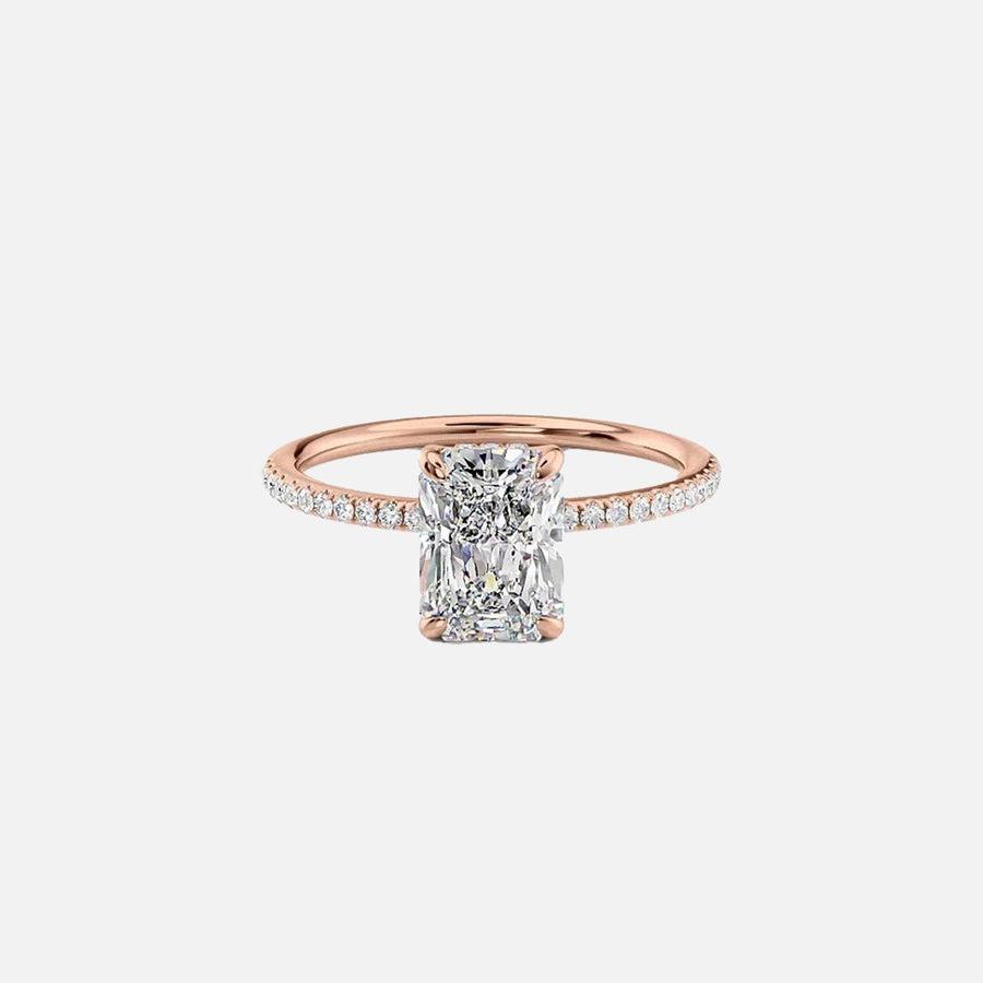  The Pave Kamellie Radiant Moissanite Ring 18k Rose Gold 001