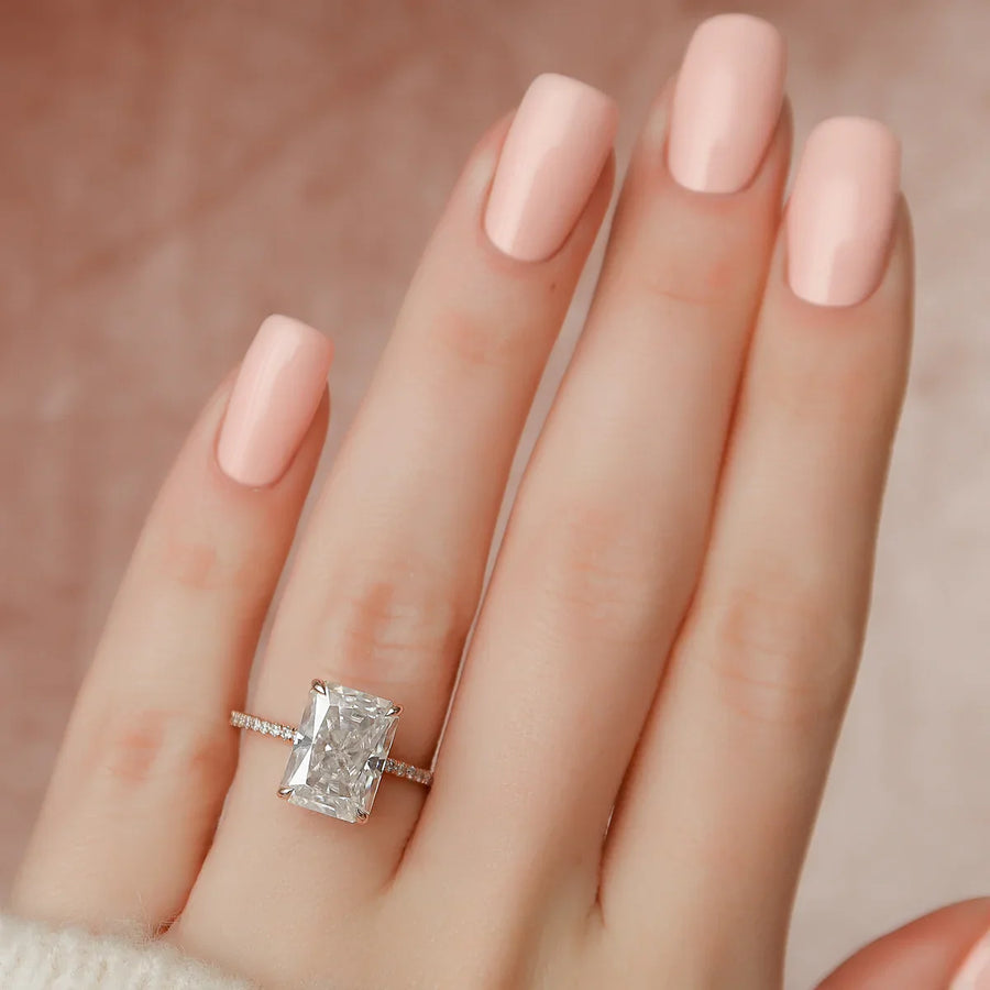  The Pave Kamellie Radiant Moissanite Ring 18k Rose Gold 003