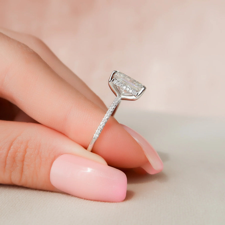  The Pave Kamellie Radiant Moissanite Ring 18k White Gold 004 Final