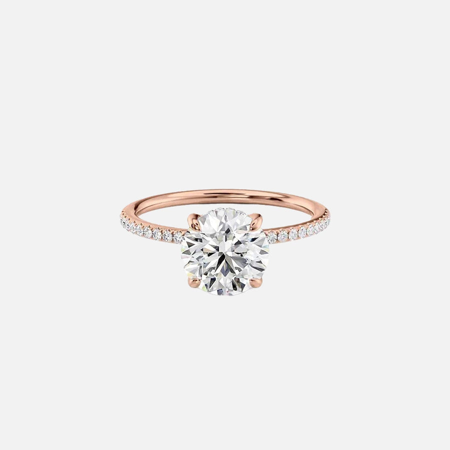  The Pave Kamellie Round Lab Diamond Ring 14k Rose Gold 001