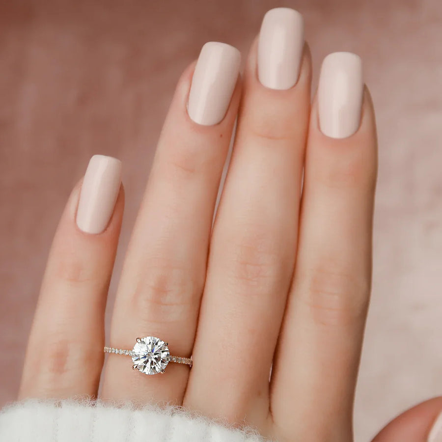  The Pave Kamellie Round Lab Diamond Ring 14k Rose Gold 003