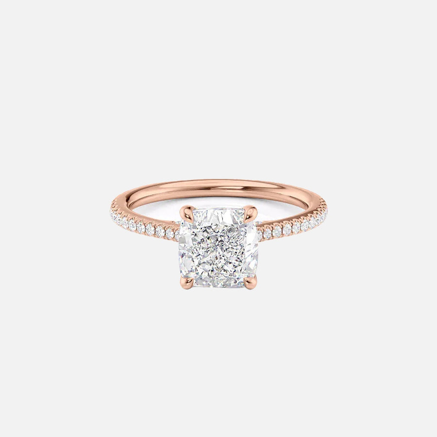  The Pave Lexie Cushion Lab Diamond Ring 14k Rose Gold 001