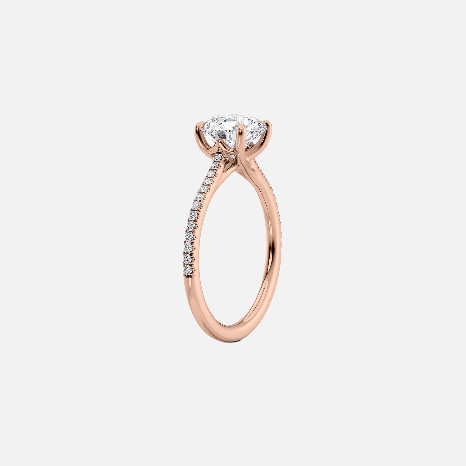  The Pave Lexie Cushion Lab Diamond Ring 14k Rose Gold 002