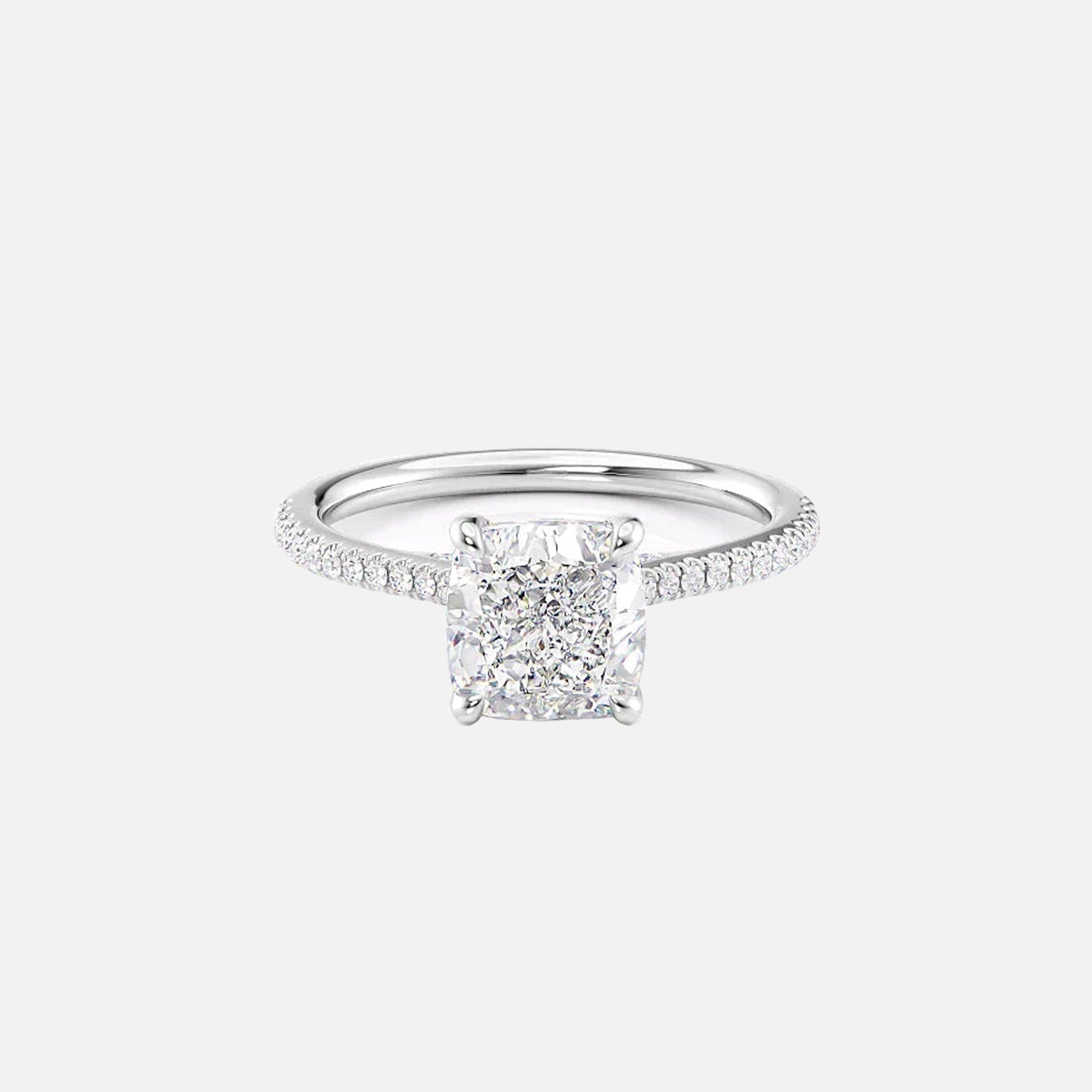  The Pave Lexie Cushion Lab Diamond Ring 14k White Gold 001