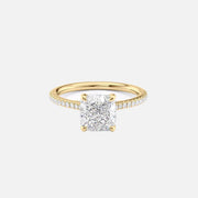 The Pave Lexie Cushion Lab Diamond Ring 14k Yellow Gold 001