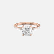  The Pave Lexie Cushion Lab Diamond Ring 18k Rose Gold 001