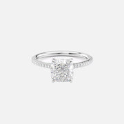  The Pave Lexie Cushion Moissanite Ring 18k White Gold 001