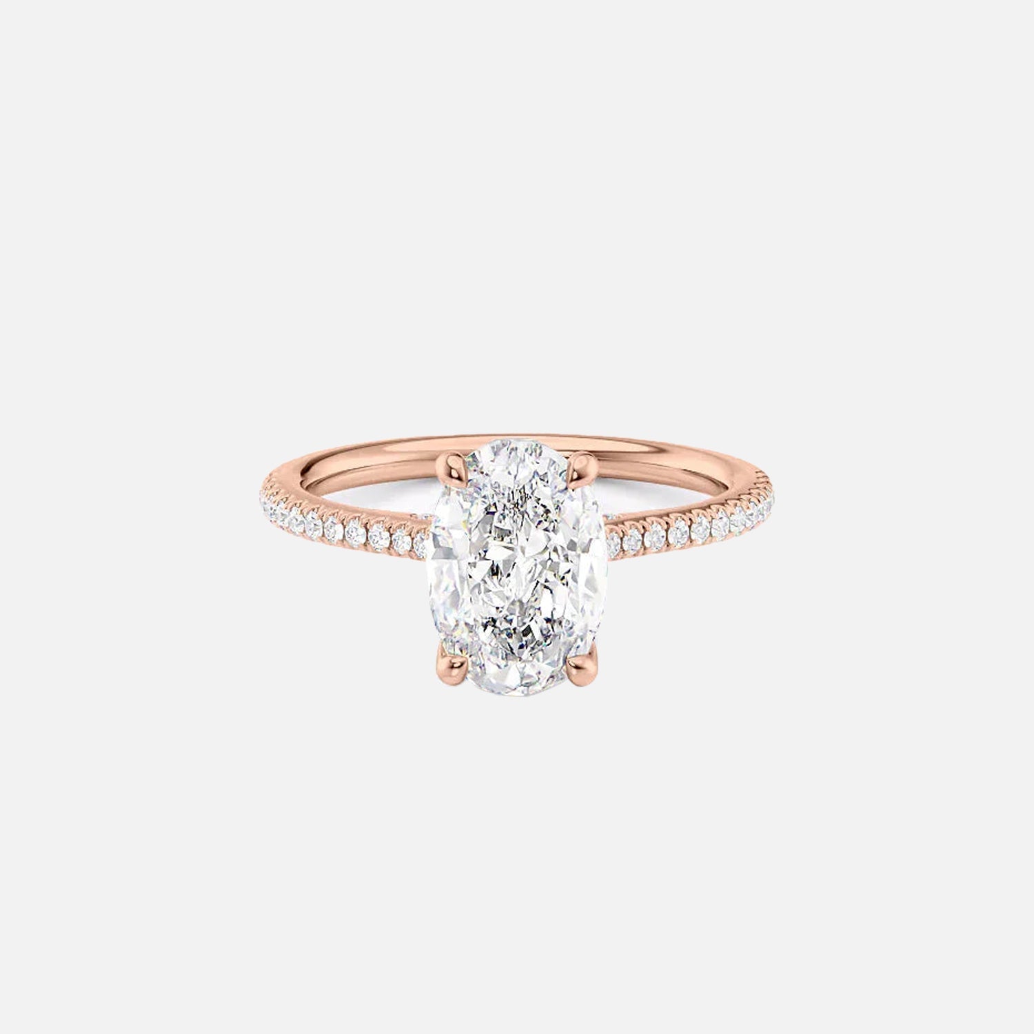  The Pave Lexie Oval Moissanite Ring 14k Rose Gold 001