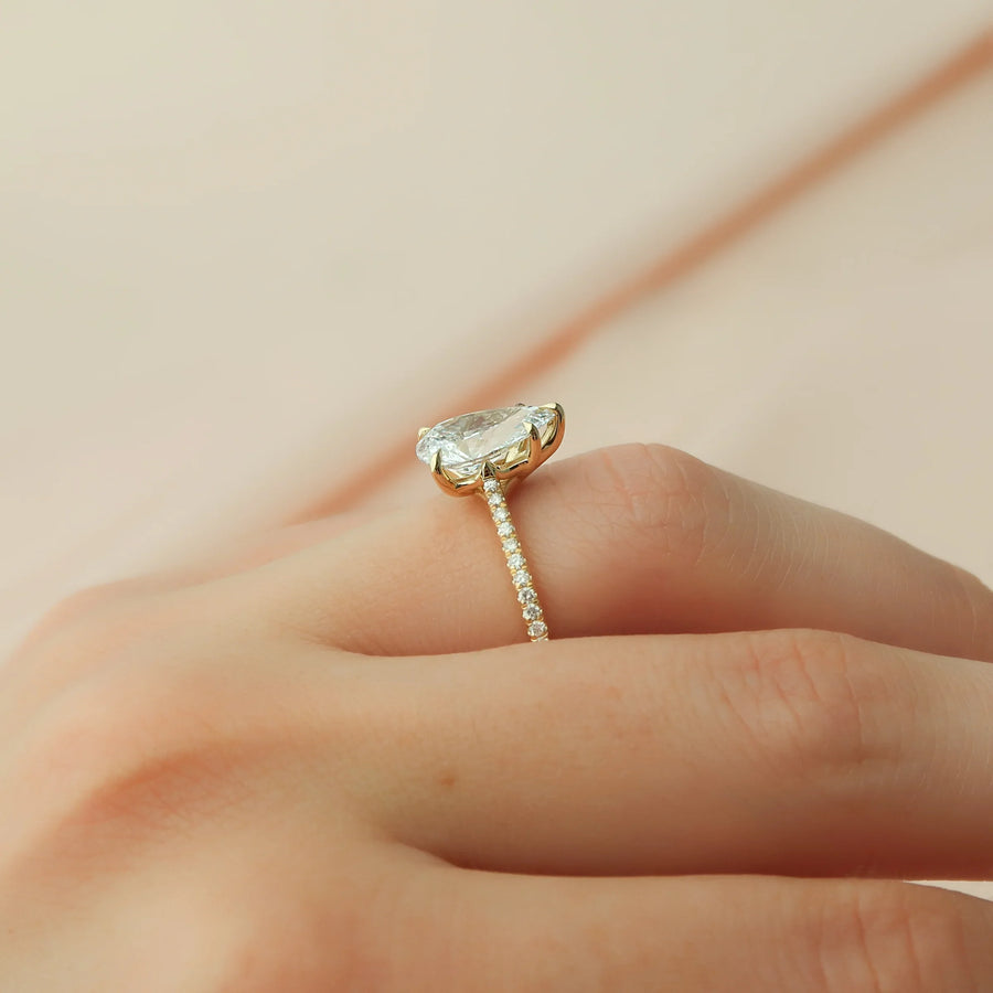  The Pave Lexie Pear Lab Diamond Ring 14k Yellow Gold 003