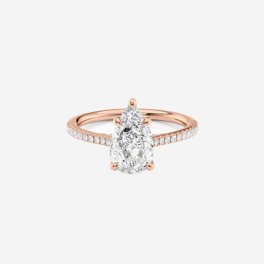  The Pave Lexie Pear Lab Diamond Ring 18k Rose Gold 001