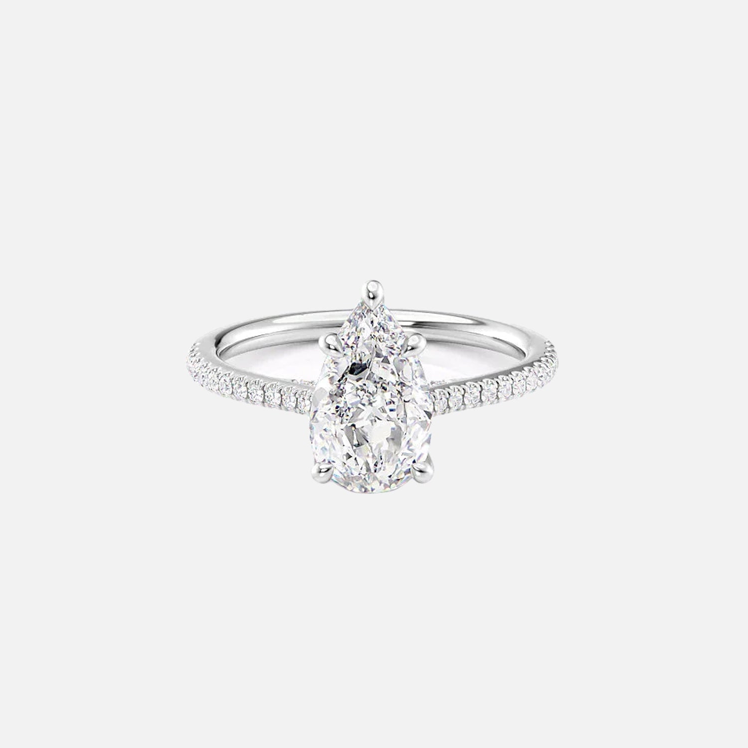  The Pave Lexie Pear Moissanite Ring 14k White Gold 001