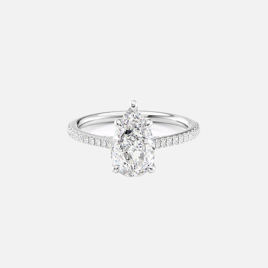  The Pave Lexie Pear Moissanite Ring 14k White Gold 001