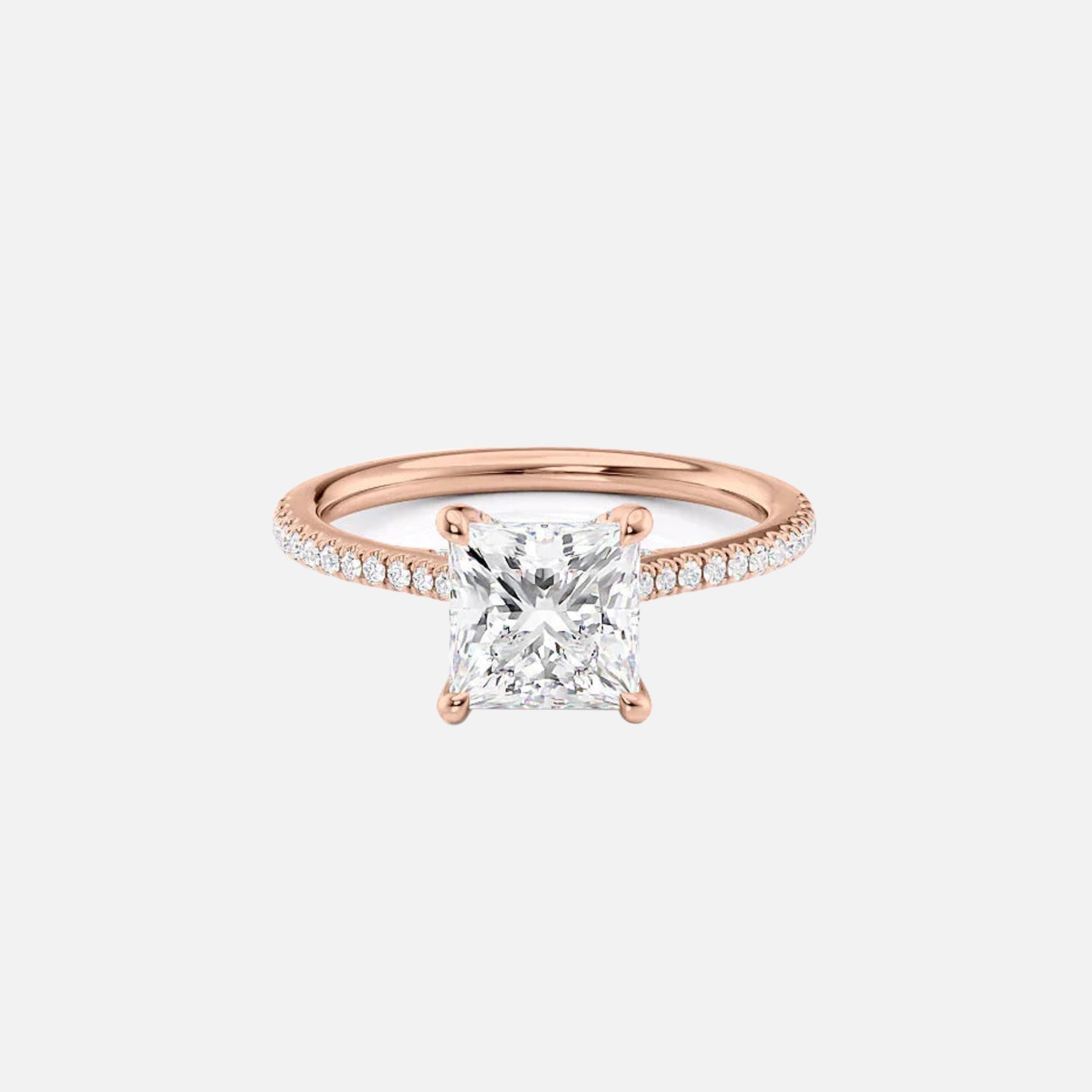  The Pave Lexie Princess Lab Diamond Ring 14k Rose Gold 001