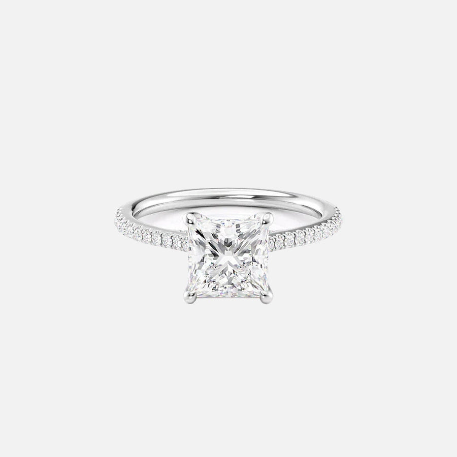  The Pave Lexie Princess Moissanite Ring 18k White Gold 001