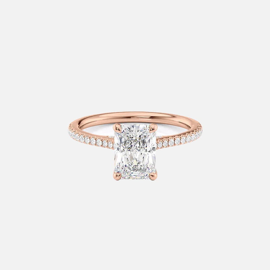  The Pave Lexie Radiant Moissanite Ring 18k Rose Gold 001