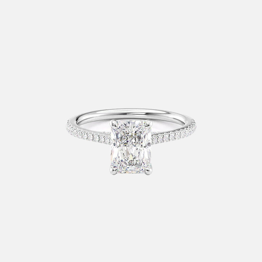  The Pave Lexie Radiant Moissanite Ring 18k White Gold 001