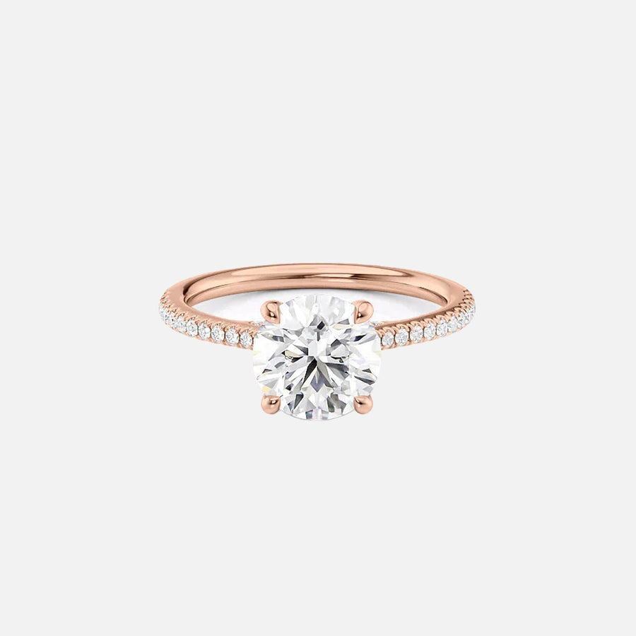  The Pave Lexie Round Lab Diamond Ring 14k Rose Gold 001
