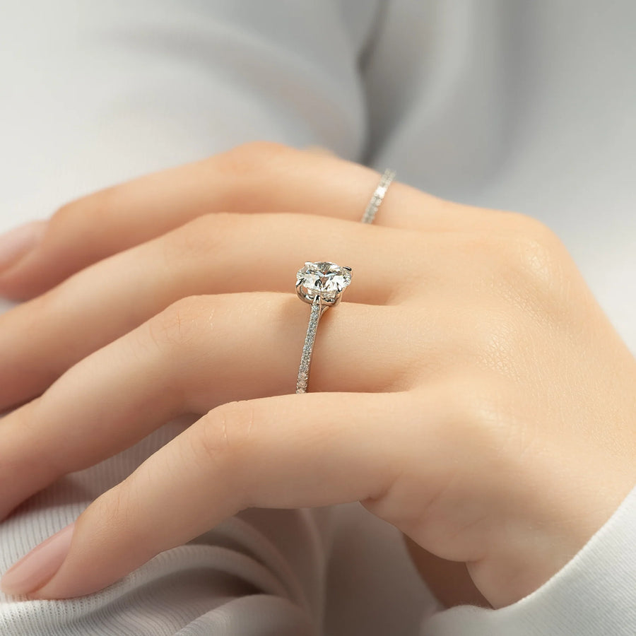  The Pave Lexie Round Lab Diamond Ring 18k White Gold 004