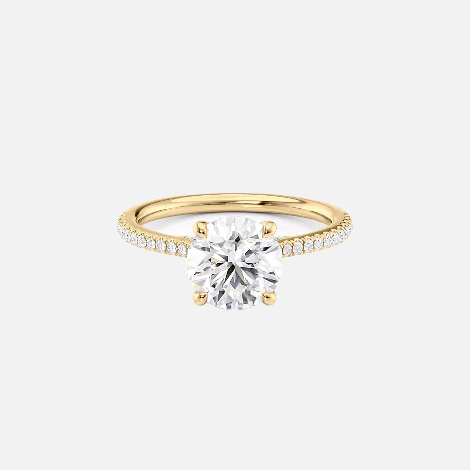 The Pave Lexie Round Moissanite Ring 14k Yellow Gold 001