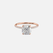  The Pave Lily Cushion Moissanite Ring 18k Rose Gold 001