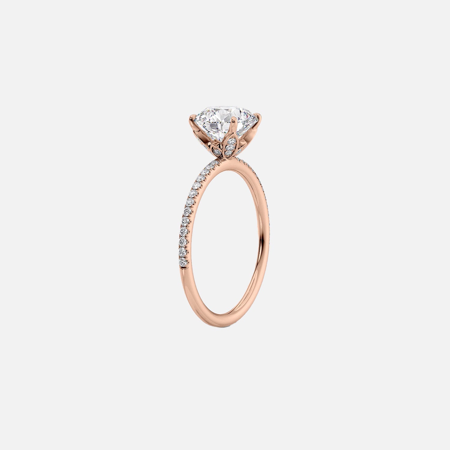  The Pave Lily Emerald Lab Diamond Ring 14k Rose Gold 002