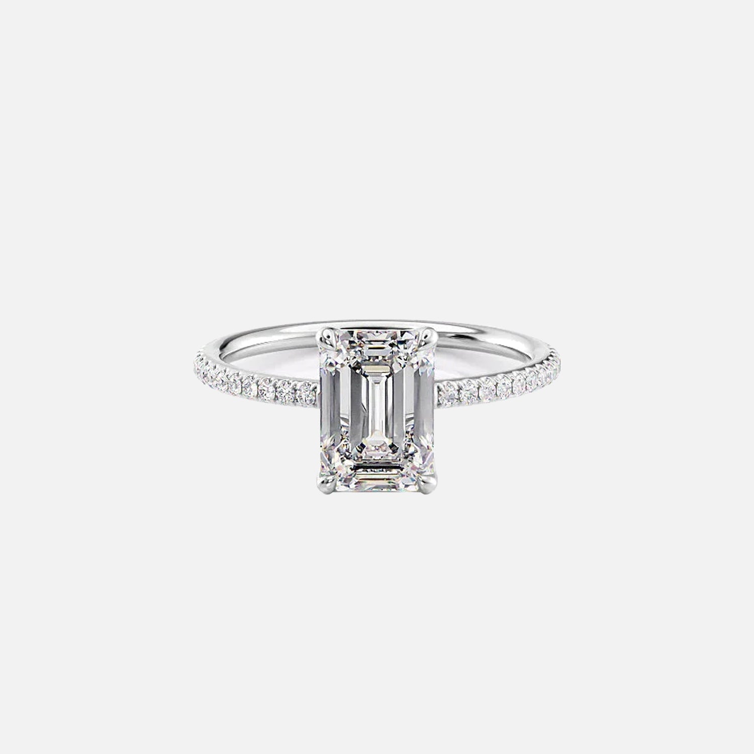  The Pave Lily Emerald Lab Diamond Ring 14k White Gold 001