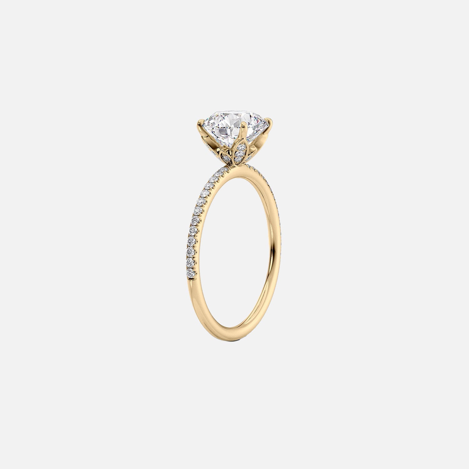  The Pave Lily Emerald Moissanite Ring 14k Yellow Gold 002