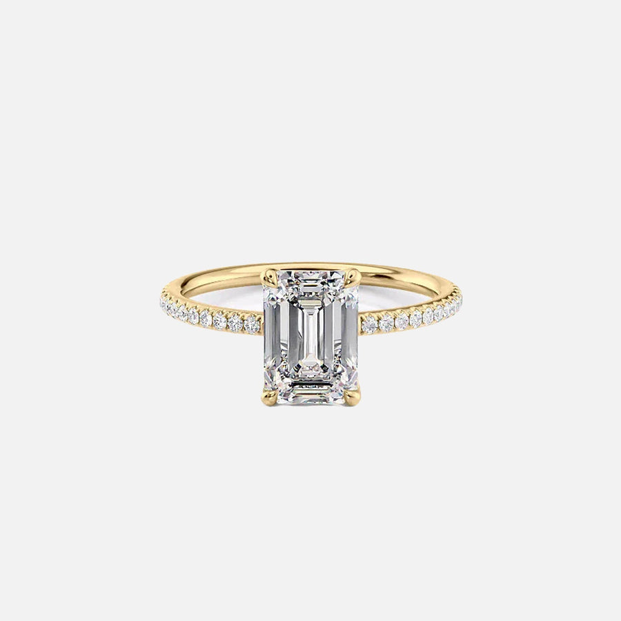  The Pave Lily Emerald Moissanite Ring 18k Yellow Gold 001
