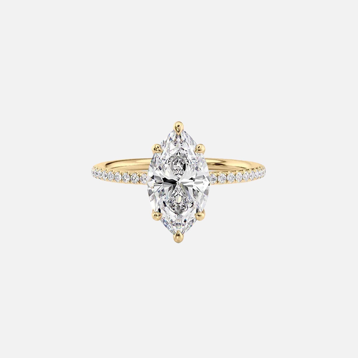 The Pave Lily Marquise Lab Diamond Ring 14k Yellow Gold 001