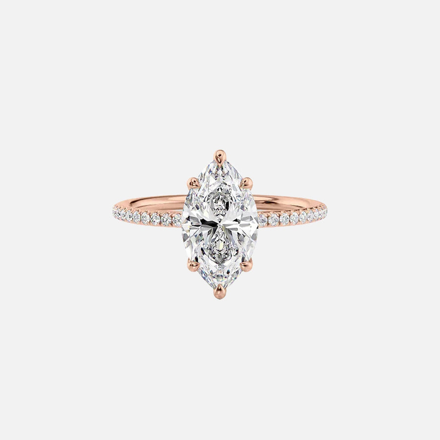  The Pave Lily Marquise Moissanite Ring 14k Rose Gold 001