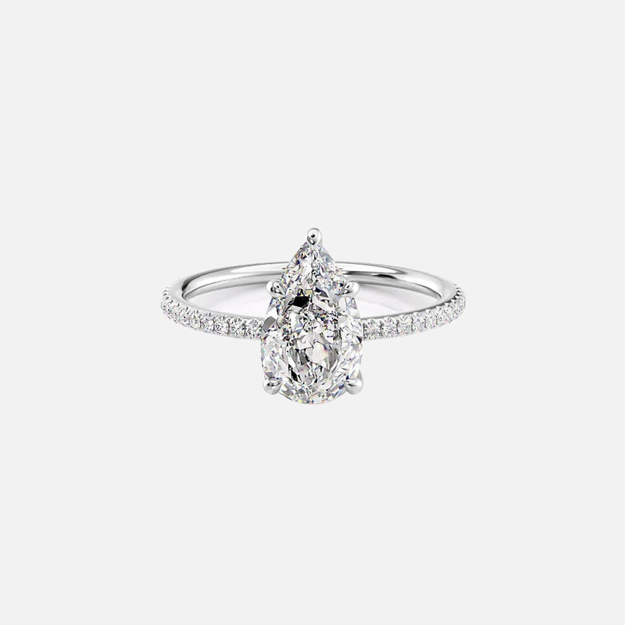  The Pave Lily Pear Lab Diamond Ring 14k White Gold 001