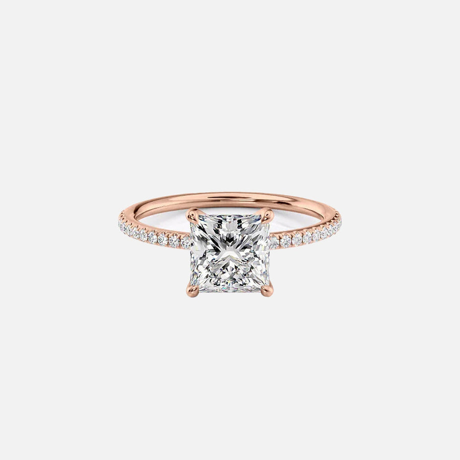  The Pave Lily Princess Lab Diamond Ring 14k Rose Gold 001