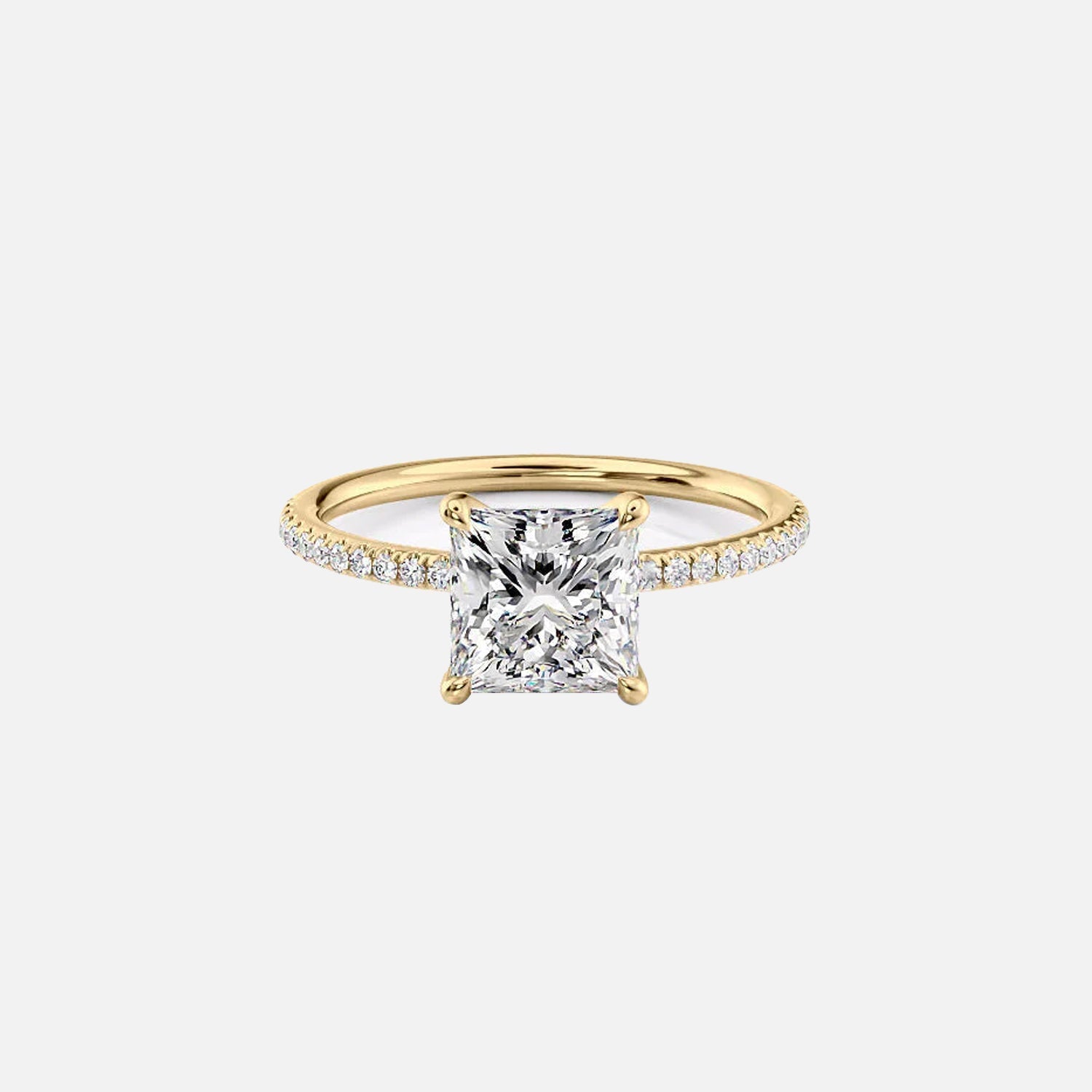 The Pave Lily Princess Lab Diamond Ring 14k Yellow Gold 001