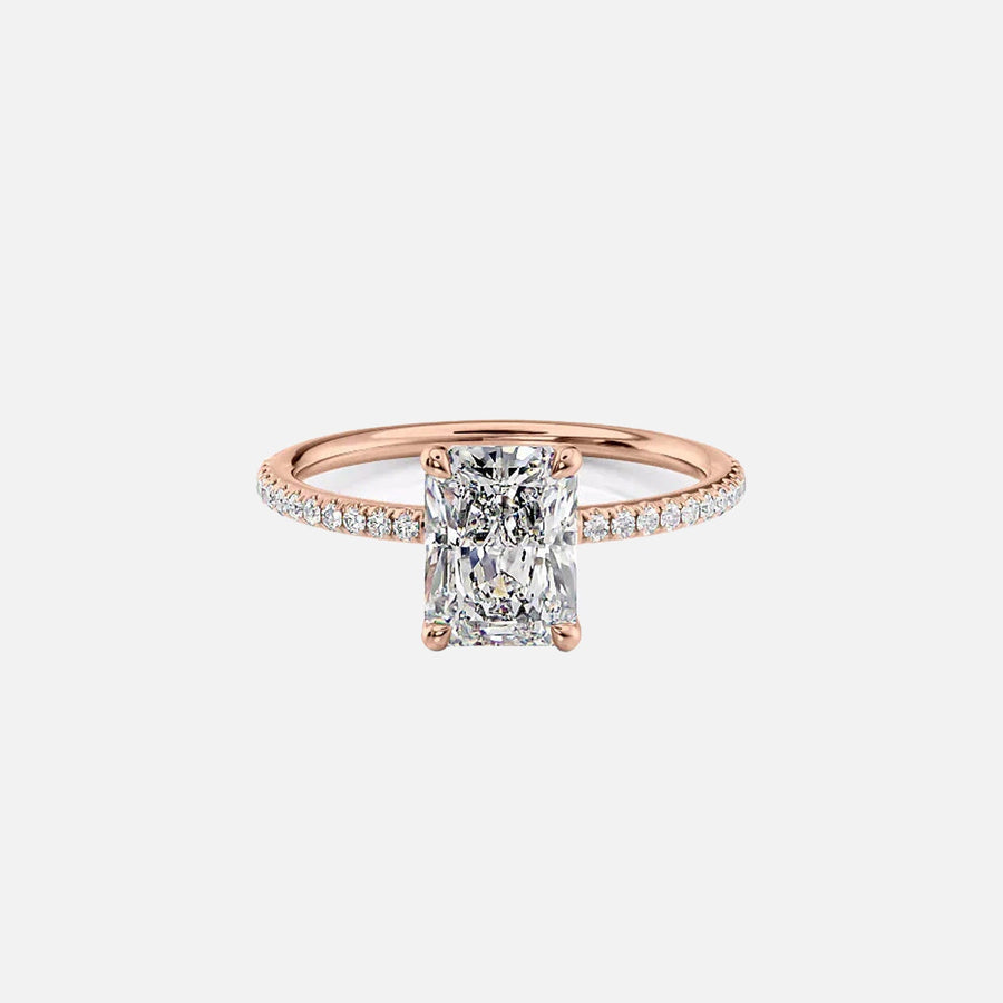  The Pave Lily Radiant Moissanite Ring 18k Rose Gold 001