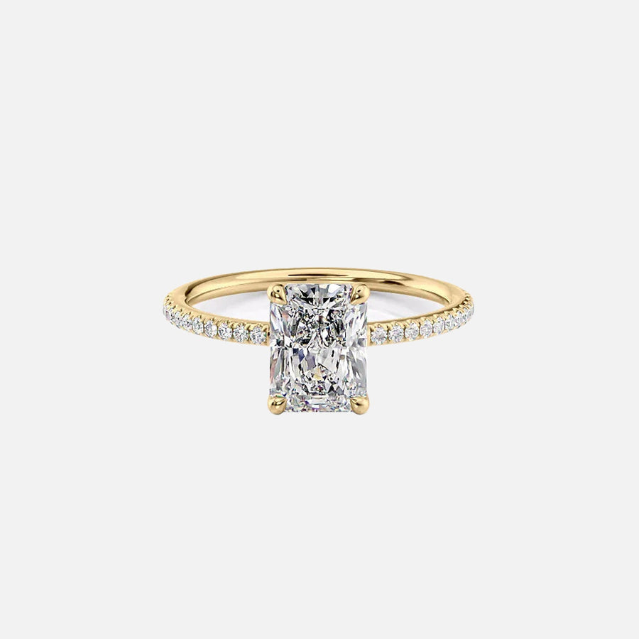  The Pave Lily Radiant Moissanite Ring 18k Yellow Gold 001