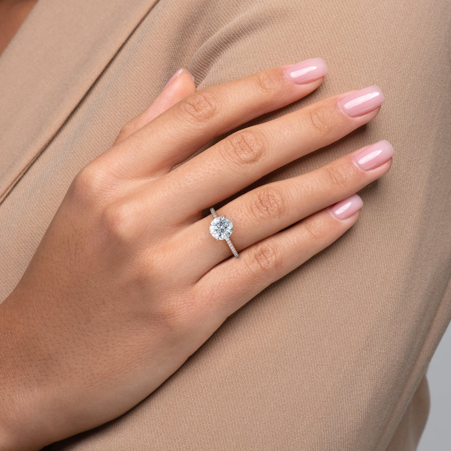 The Pave Lily Round Lab Diamond Ring 18k Rose Gold 003