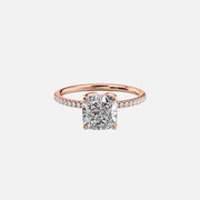  The Pave Lisa Cushion Lab Diamond Ring 14k Rose Gold 001