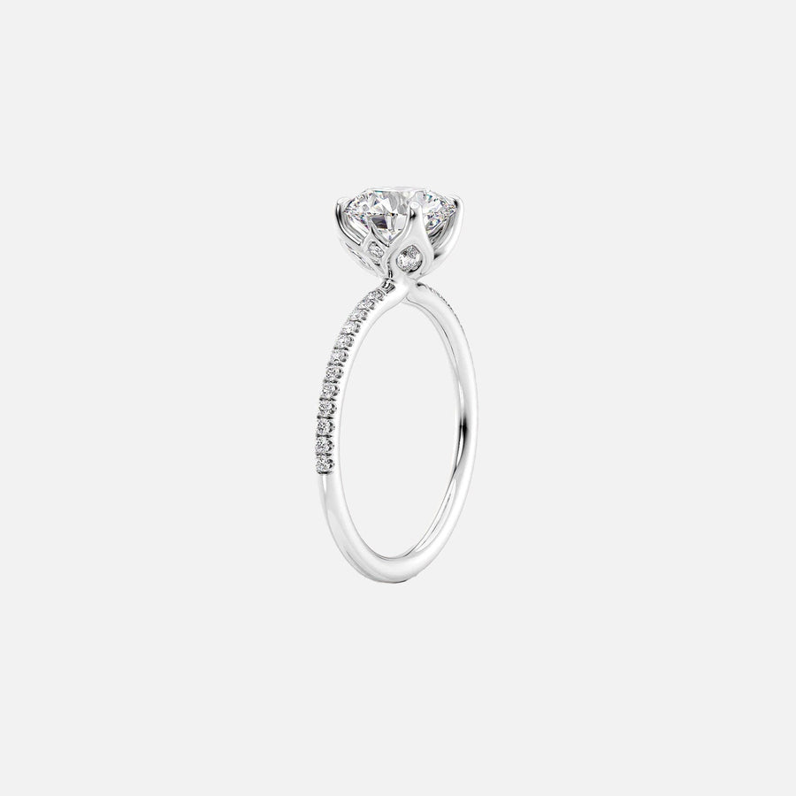  The Pave Lisa Cushion Lab Diamond Ring 14k White Gold 002
