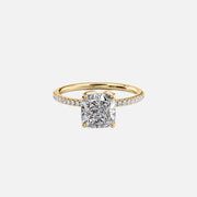 The Pave Lisa Cushion Lab Diamond Ring 14k Yellow Gold 001