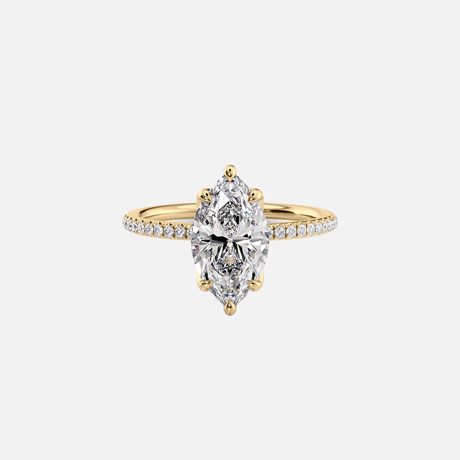 The Pave Lisa Marquise Lab Diamond Ring 14k Yellow Gold 001