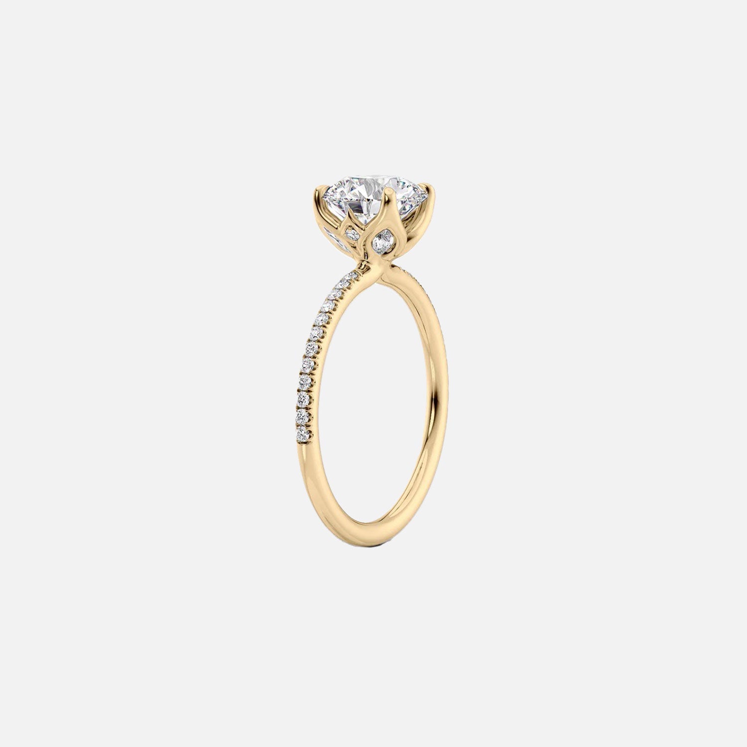  The Pave Lisa Oval Lab Diamond Ring 14k Yellow Gold 002