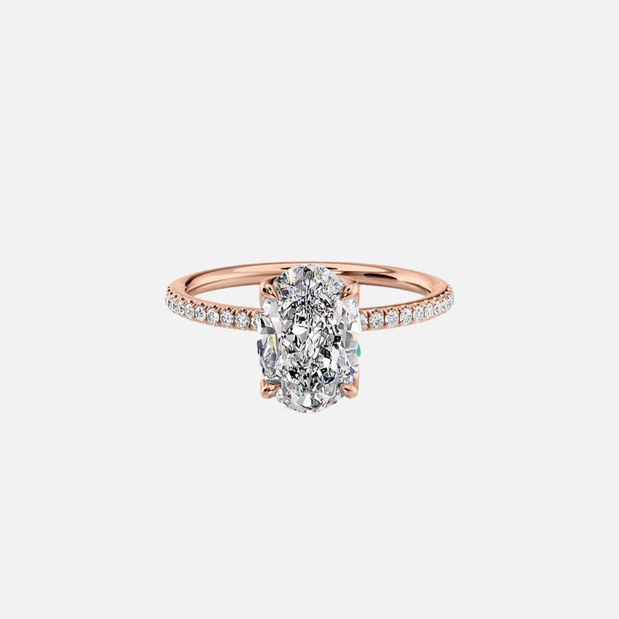  The Pave Lisa Oval Lab Diamond Ring 18k Rose Gold 001