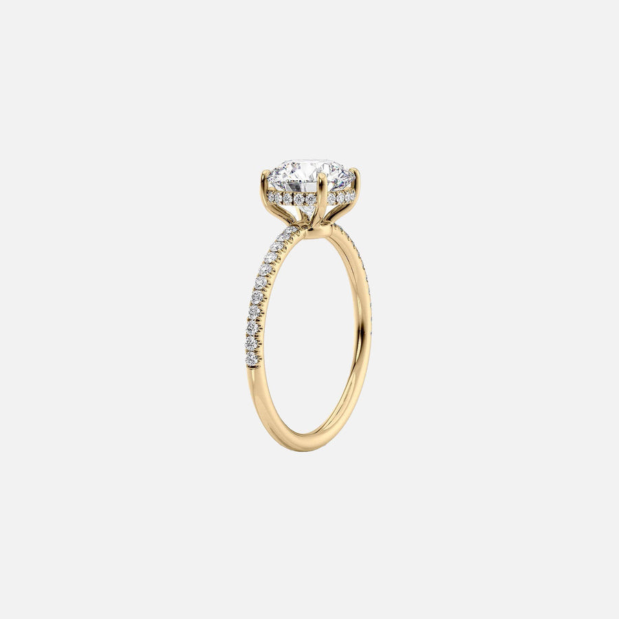  The Pave Low Profile Kamellie Emerald Lab Diamond Ring 14k Yellow Gold 002