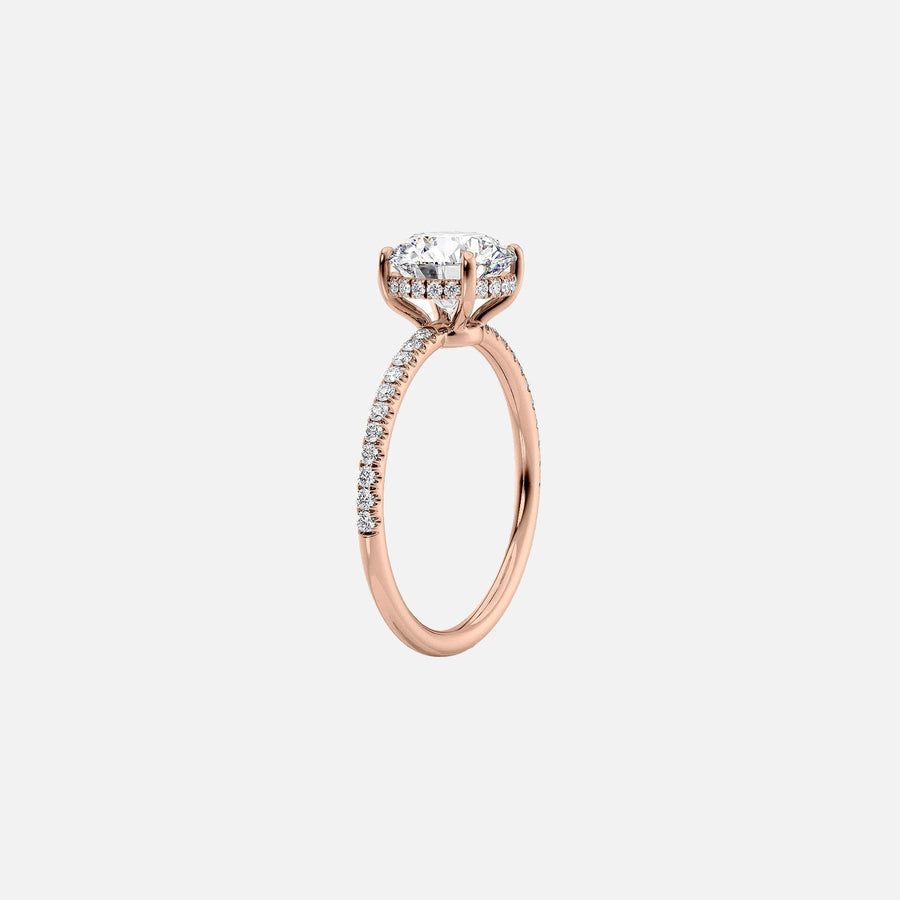  The Pave Low Profile Kamellie Radiant Lab Diamond Ring 14k Rose Gold 002