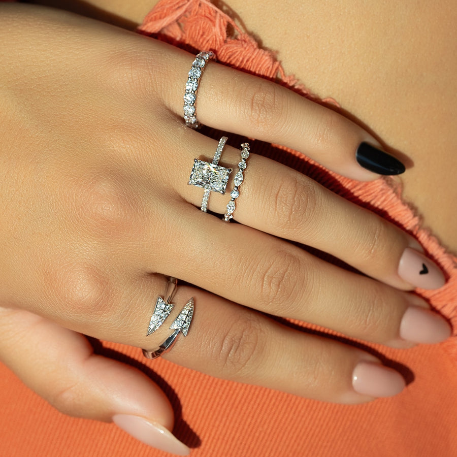  The Pave Low Profile Kamellie Radiant Lab Diamond Ring 18k White Gold 003