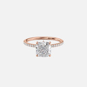  The Pave Luna Cushion Lab Diamond Ring 14k Rose Gold 001