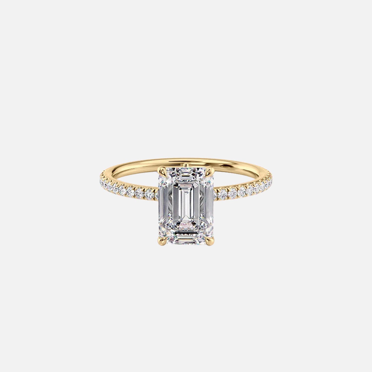 The Pave Luna Emerald Lab Diamond Ring 14k Yellow Gold 001